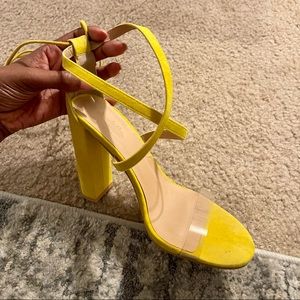 Yellow size 8 strappy heels